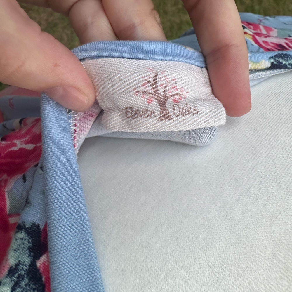 Floral Patchwork Short Sleeve Top in Blue and Pink - Picture 4 of 4